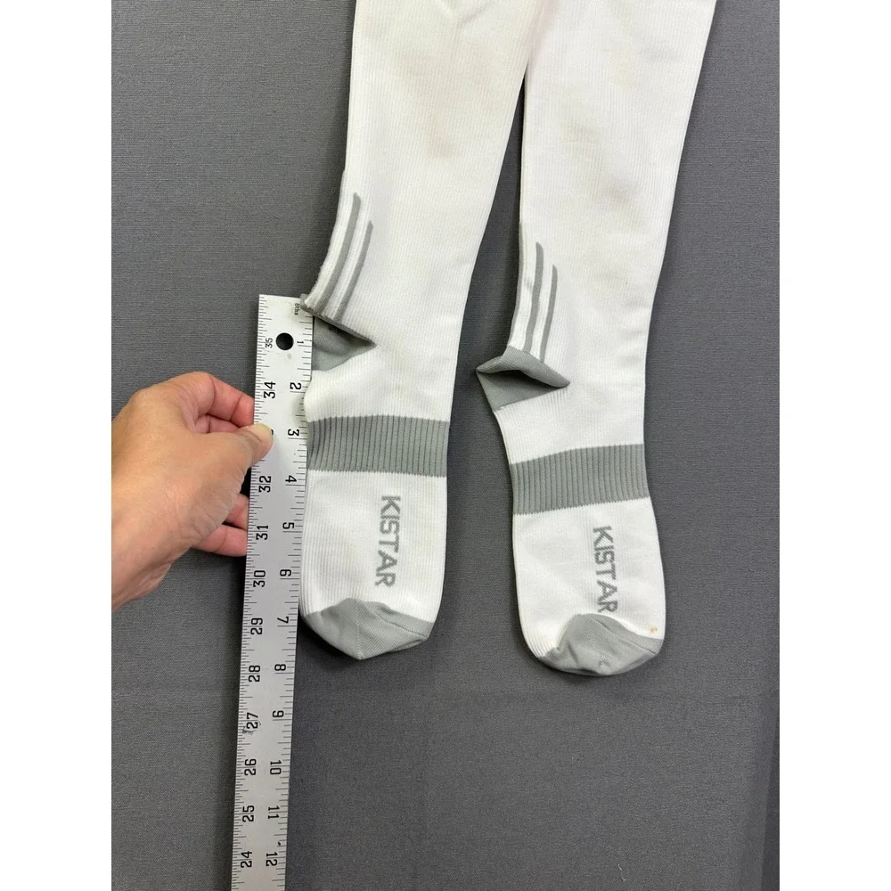 Kistar‎ KS Athletic Over The Calf Socks White Grey Compression Knee High Sport